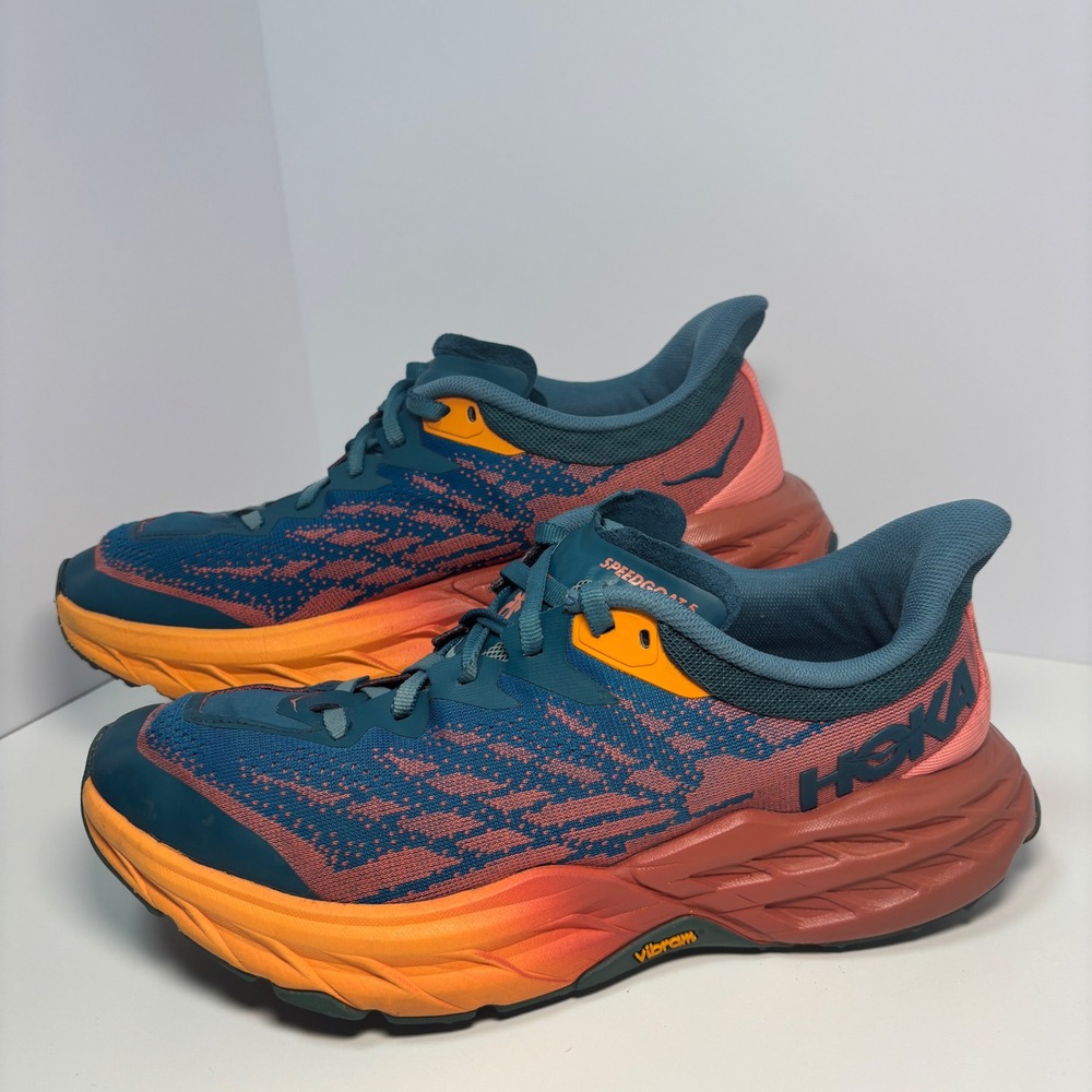 Hoka Speedgoat 5 Womens 8 Trail Running Shoes Blue Orange 1123158 BCCML